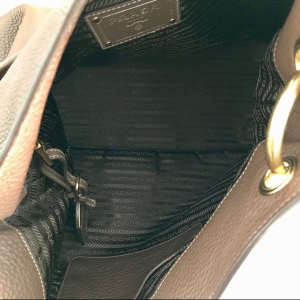 SOLD❗️PRADA Brown and Gold Vitello Daino Leather Hobo Bag - Picture 11 of 15